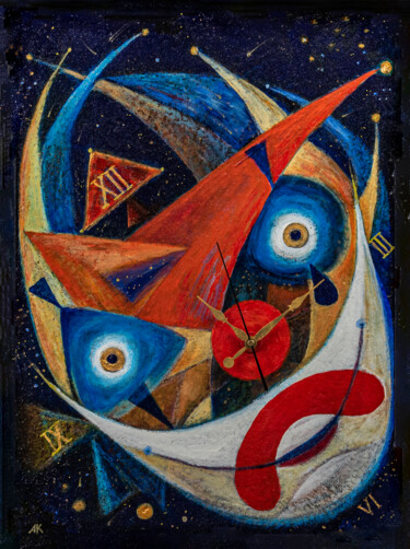 Картина под названием "Out space clown" - Alexander Klyatskiy, Подлинное произведение искусства, Акрил