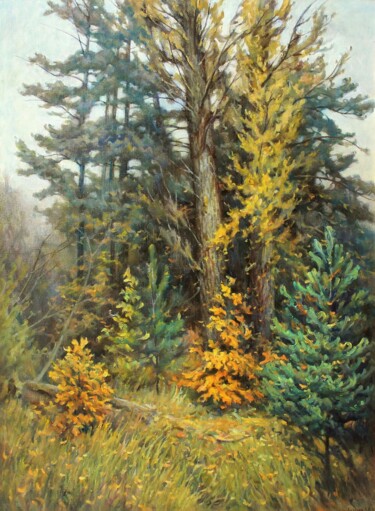 Malerei mit dem Titel "Смешанный лес. Дубки" von Aleksandr Kusenko, Original-Kunstwerk, Öl