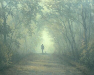 Schilderij getiteld "Туманное утро" door Aleksandr Kusenko, Origineel Kunstwerk, Olie
