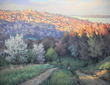 Painting titled "Окраина города" by Aleksandr Kusenko, Original Artwork, Oil