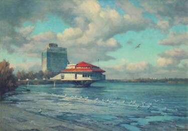 Malerei mit dem Titel "Тучи над Днепром. П…" von Aleksandr Kusenko, Original-Kunstwerk, Öl