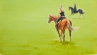 Pintura intitulada "Two Riders" por Alexander Levich, Obras de arte originais, Óleo