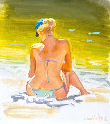 Painting titled "Summer" by Alexander Levich, Original Artwork, Oil Mounted on Wood Stretcher frame