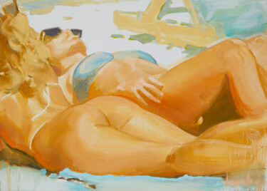 Painting titled "Sultry" by Alexander Levich, Original Artwork, Oil Mounted on Wood Stretcher frame