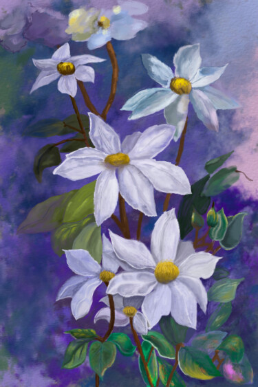 Digital Arts titled "Flowers 2" by Alexander Mats, Original Artwork, Digital Painting