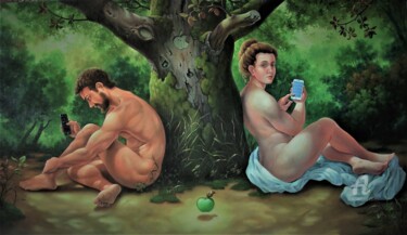 Painting titled "Apple Jobs ." by Aleksandr Mikhalchuk, Original Artwork, Oil