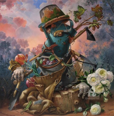 Картина под названием "Gardener." - Александр Михальчук, Подлинное произведение искусства, Масло