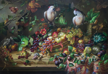 Картина под названием "Still life with a p…" - Александр Михальчук, Подлинное произведение искусства, Масло