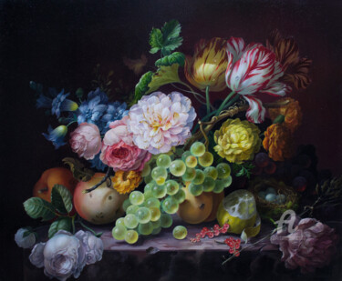 Peinture intitulée "Still life with lem…" par Aleksandr Mikhalchuk, Œuvre d'art originale, Huile