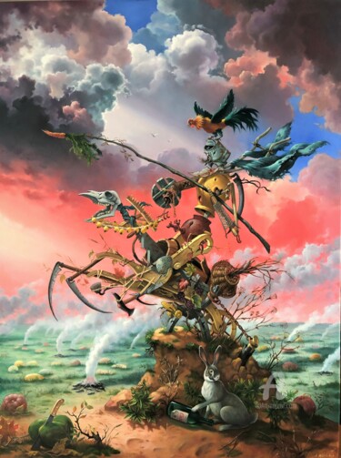 Painting titled "ALLEGORY OF WAR. DA…" by Aleksandr Mikhalchuk, Original Artwork, Oil