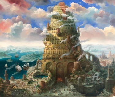 제목이 "Tower of Babel. LIG…"인 미술작품 Александр Михальчук로, 원작, 기름