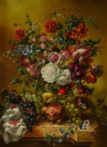 Peinture intitulée "still life" par Aleksandr Mikhalchuk, Œuvre d'art originale, Huile