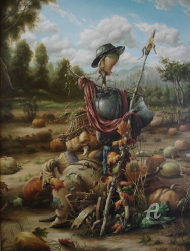 Painting titled "watchman" by Aleksandr Mikhalchuk, Original Artwork, Oil