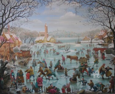 Pintura titulada "Winter Games" por Aleksandr Mikhalchuk, Obra de arte original, Oleo