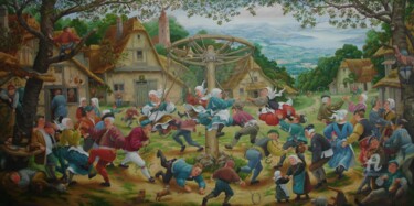 Pittura intitolato "" Rural festivities…" da Aleksandr Mikhalchuk, Opera d'arte originale