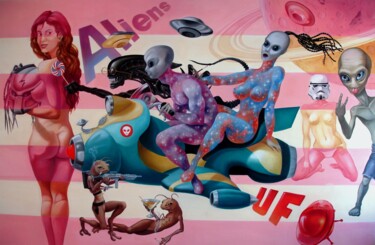 Pintura intitulada "Aliens" por Aleksandr Mikhalchuk, Obras de arte originais, Óleo