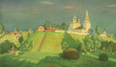 Pittura intitolato "Nerekhta monastery…" da Alexander Mukhin-Cheboksarsky, Opera d'arte originale, Acquarello