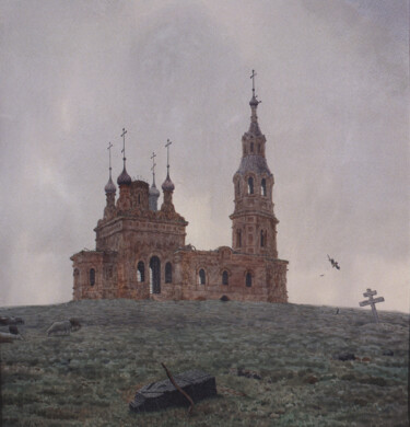 Malarstwo zatytułowany „Gloomy day” autorstwa Alexander Mukhin-Cheboksarsky, Oryginalna praca, Akwarela