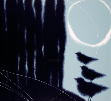 Pittura intitolato "Lunar eclipse. Schw…" da Alexander Oligerov, Opera d'arte originale, Acrilico