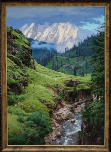 Картина под названием "Дорога на перевал Р…" - Alexander Puchkov, Подлинное произведение искусства, Масло