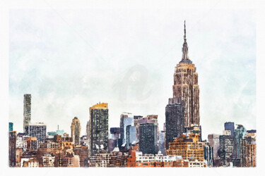 Digital Arts titled "New York City Skyli…" by Alexander Reitter, Original Artwork, Watercolor