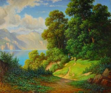 Peinture intitulée "Paysage suisse." par Alexander Sultan, Œuvre d'art originale, Huile