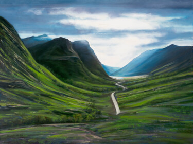 「Glencoe, Scotland」というタイトルの絵画 Alexander Taylor Dickieによって, オリジナルのアートワーク, オイル ウッドストレッチャーフレームにマウント