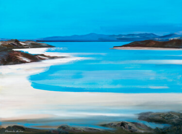 Painting titled "White Sands of Mora…" by Alexander Taylor Dickie, Original Artwork, Oil Mounted on Wood Stretcher frame