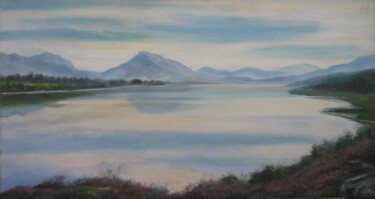 Painting titled "Loch Laggan, Scotla…" by Alexander Taylor Dickie, Original Artwork, Oil Mounted on Wood Stretcher frame