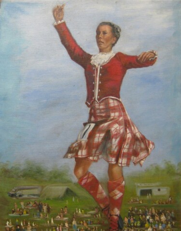 Pintura intitulada "Scottish Highland D…" por Alexander Taylor Dickie, Obras de arte originais, Óleo Montado em Armação em m…