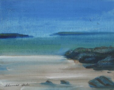 Painting titled "Wester Ross, Aultbe…" by Alexander Taylor Dickie, Original Artwork, Oil Mounted on Wood Panel