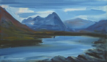 Painting titled "The River Etive, Sc…" by Alexander Taylor Dickie, Original Artwork, Oil Mounted on Wood Stretcher frame