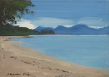 Painting titled "Loch Lomond, Trossa…" by Alexander Taylor Dickie, Original Artwork, Oil Mounted on Wood Stretcher frame