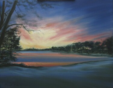 Painting titled "Lanark Loch, Scotla…" by Alexander Taylor Dickie, Original Artwork, Oil Mounted on Wood Stretcher frame