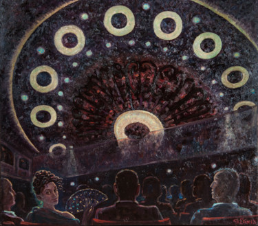 Картина под названием "UFO on the Opera" - Alexander Telin, Подлинное произведение искусства, Масло