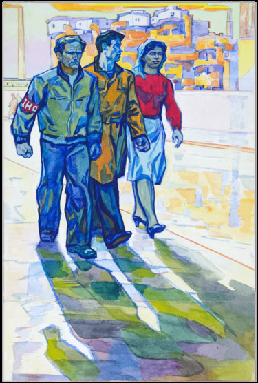 Vigilantes (orig. Druzhinniki), watercolor Peinture intitulée "Vigilantes (orig. D…" par Alexander Turansky, Œuvre d'art originale, Aquarelle