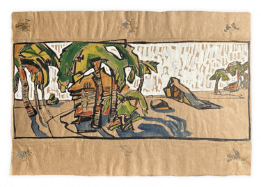 Malerei mit dem Titel "On the Beach, Water…" von Alexander Turansky, Original-Kunstwerk, Aquarell