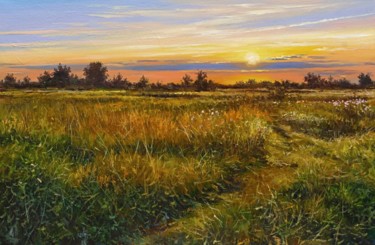 Painting titled "The sun is setting" by Alexander Volya, Original Artwork, Oil