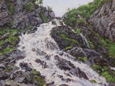 Painting titled "Mountain river" by Alexander Volya, Original Artwork, Oil