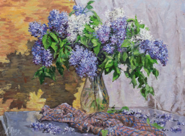 Schilderij getiteld "Lilac in the sun" door Alexander Volya, Origineel Kunstwerk, Olie