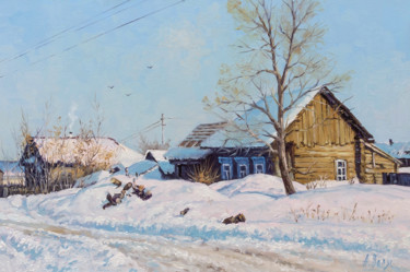 Картина под названием "Winter Village Day" - Alexander Volya, Подлинное произведение искусства, Масло