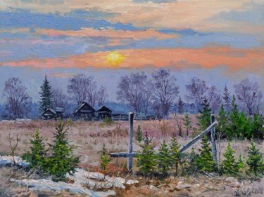 Painting titled "Sketch with sunset" by Alexander Volya, Original Artwork, Oil