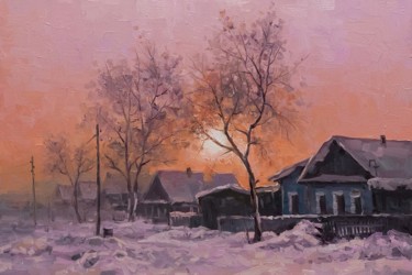 Painting titled "Frosty Morning, ske…" by Alexander Volya, Original Artwork, Oil