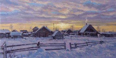 Painting titled "Sunset over the out…" by Alexander Volya, Original Artwork, Oil