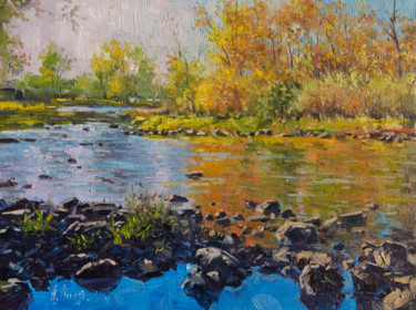 Pintura titulada "Autumn, river" por Alexander Volya, Obra de arte original, Oleo