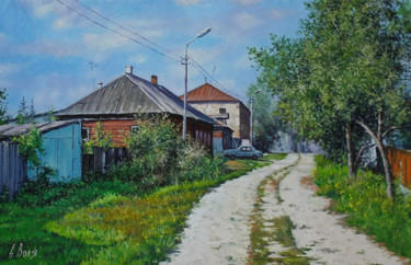 Painting titled "Village Road" by Alexander Volya, Original Artwork, Oil
