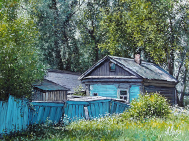 Pintura titulada "The Village House" por Alexander Volya, Obra de arte original, Oleo