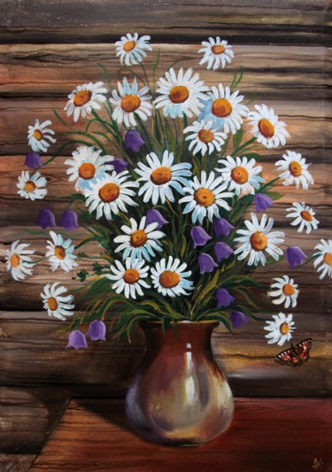 Painting titled "Camomiles" by Alexander Volya, Original Artwork, Oil