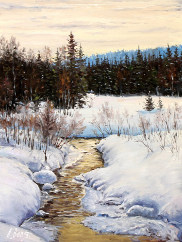 Pintura titulada "Winter River" por Alexander Volya, Obra de arte original, Oleo