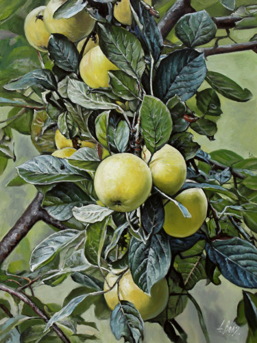 Painting titled "Apple Tree Summer" by Alexander Volya, Original Artwork, Oil